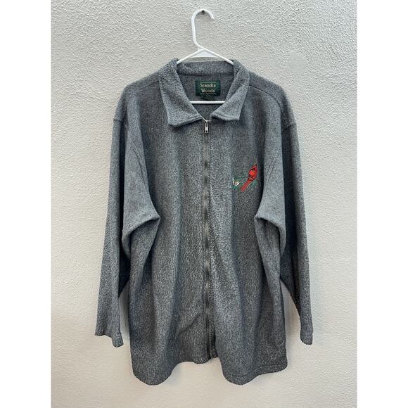 VTG Womens Scandia Woods Jacket Size 2XL Gray Cardinal Embordered Zip Up Fleece - Picture 1 of 13